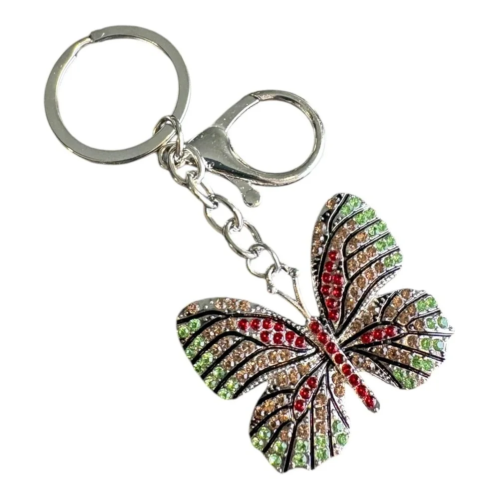 Women's Multi-Color Silver Butterfly Rhinestone Key Chain Keyring Charm 4